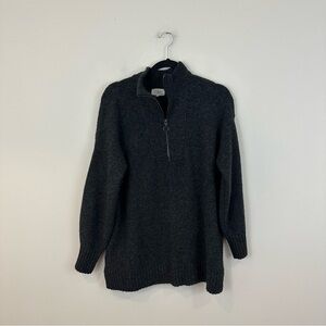 Lou & Grey Dark Gray Half-Zip Sweater Oversized Collared Size Large